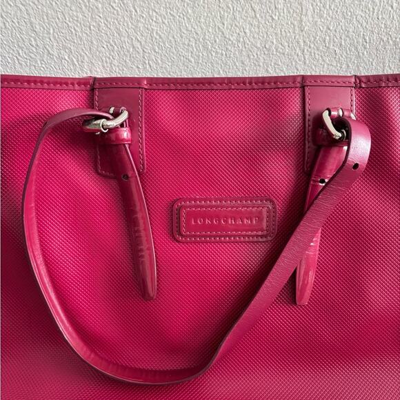Longchamp Magenta Red Top Handle Tote Purse - Picture 2 of 10